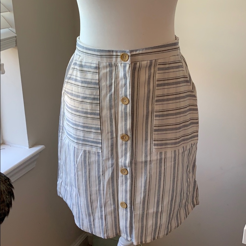 Button Down Striped Skirt